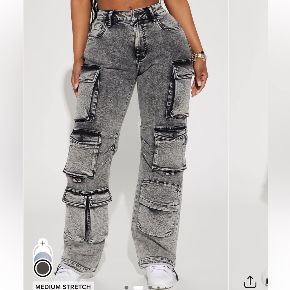 Fashion Nova Black Acid Wash Jeans